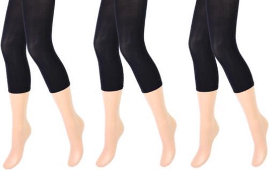 3 pièces de collants/leggings dames - capri - 100 deniers - noir - taille L/XL