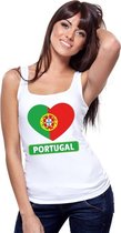 Portugal hart vlag singlet shirt/ tanktop wit dames S