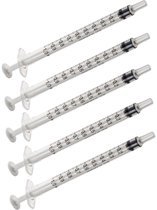 Injectiespuit / doseerspuit / spuit zonder naald en met maataanduiding - 1 ml - 5 stuks