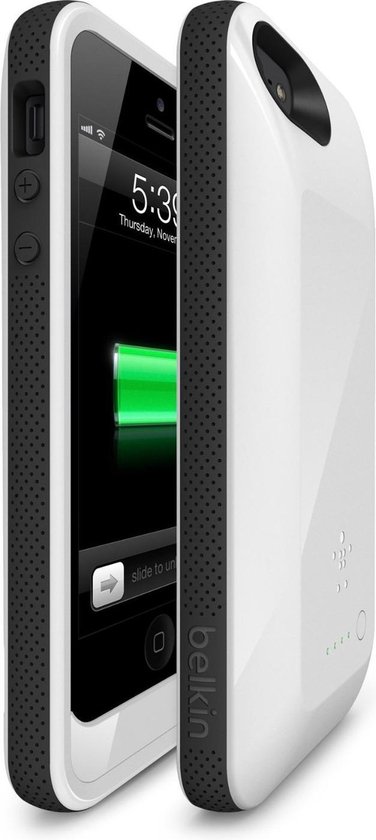 beton wenselijk Mediaan Belkin - Grip Power Batterij-case voor iPhone 5 en iPhone 5s - wit/zwart |  bol.com