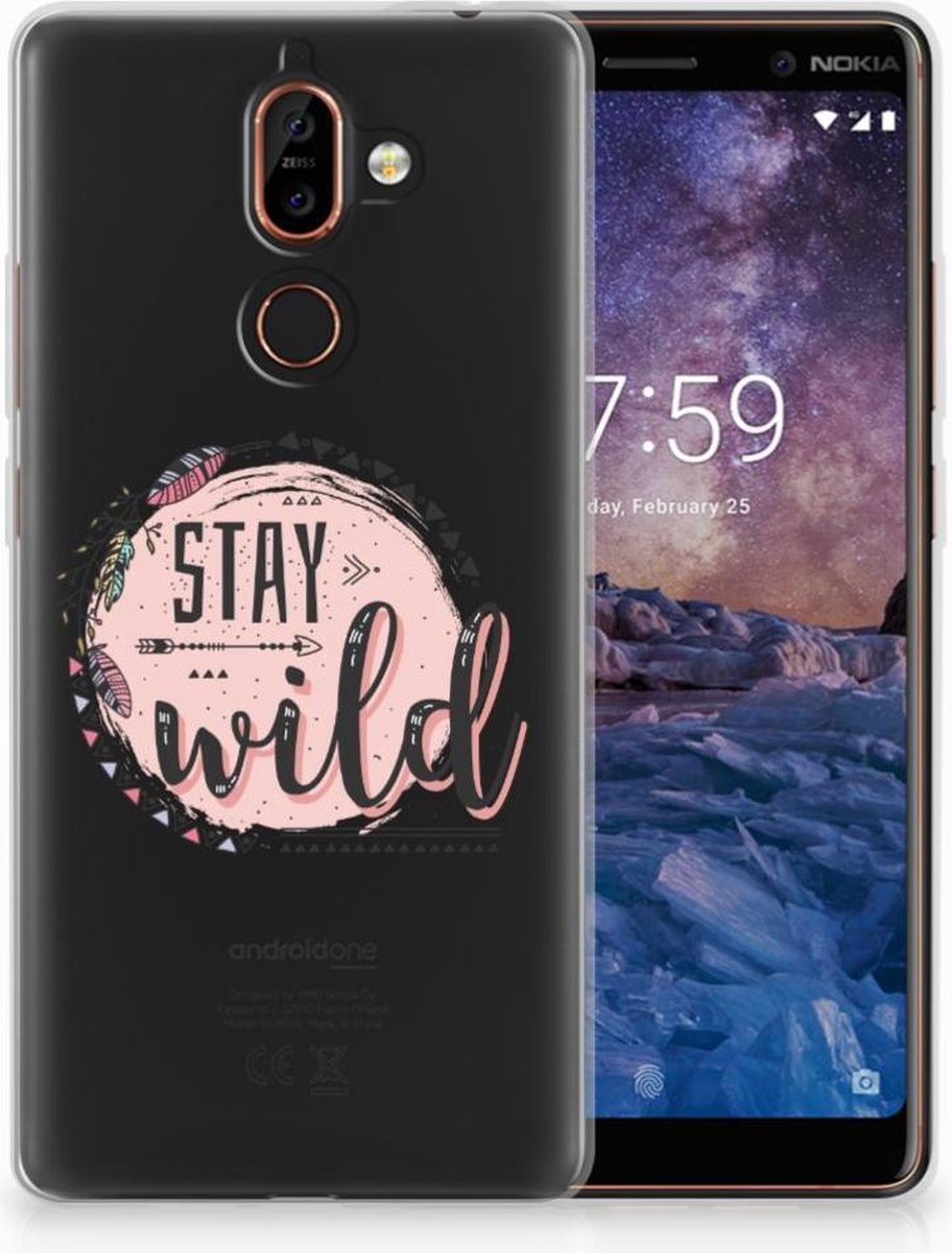 Nokia 7 Plus Telefoonhoesje met Naam Boho Stay Wild