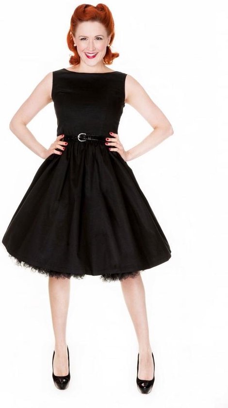 70s Audrey Lollipop Dress in Black TopVintage Dames Kleding Jurken Jurken lange mouw 