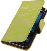 Lace Bloem Design Groen Samsung Galaxy J1 - Book Case Wallet Cover Hoesje