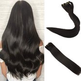 Clip in Hair Extensions ECHT HAAR 55/60cm,120gram  vol&dik tot in de punten kleur zwart