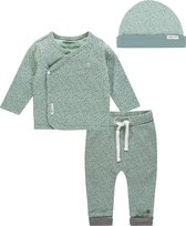 Noppies Unisex Set(3delig) Overslag shirt, Legging en Mutsje Mint Grijs - Maat 56