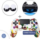 Clown Siliconen Beschermhoes + Thumb Grips + Lightbar Skin voor PS4 Dualshock PlayStation 4 Controller - Softcover Hoes / Case