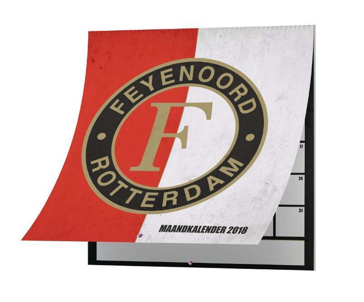 Feyenoord Maandkalender 2018 30 X 30 Cm Rood/wit