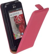 LELYCASE Flip Case Lederen Hoesje LG Optimus L1 2 Pink