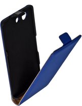 Lelycase Lederen Flip Case Cover Hoesje Sony Xperia Z3 Compact / Z3 Mini Blauw