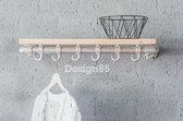 Design85 - Kapstok Basic 70 cm - Steigerbuis - Steigerhouten legplak - 6 haken