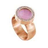 Quiges RVS Schroefsysteem Ring met Zirkonia Rosékleurig Mat 17mm met Verwisselbare Cat's Eye Roze 12mm Mini Munt