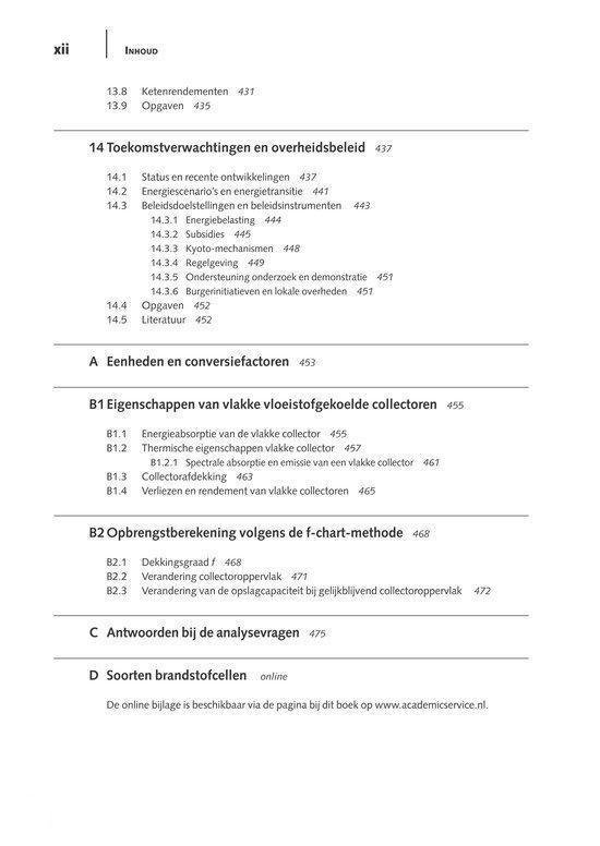 Inhoudsopgave met secties over toekomstverwachtingen, overheidsbeleid en eenheden en conversiefactoren.