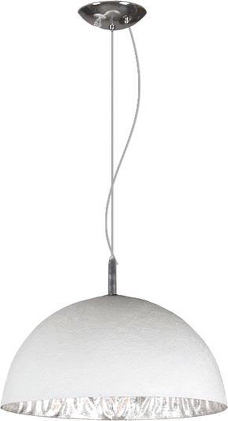 Hanglamp Moonface Ø38cm - wit / zilver - 60w E27