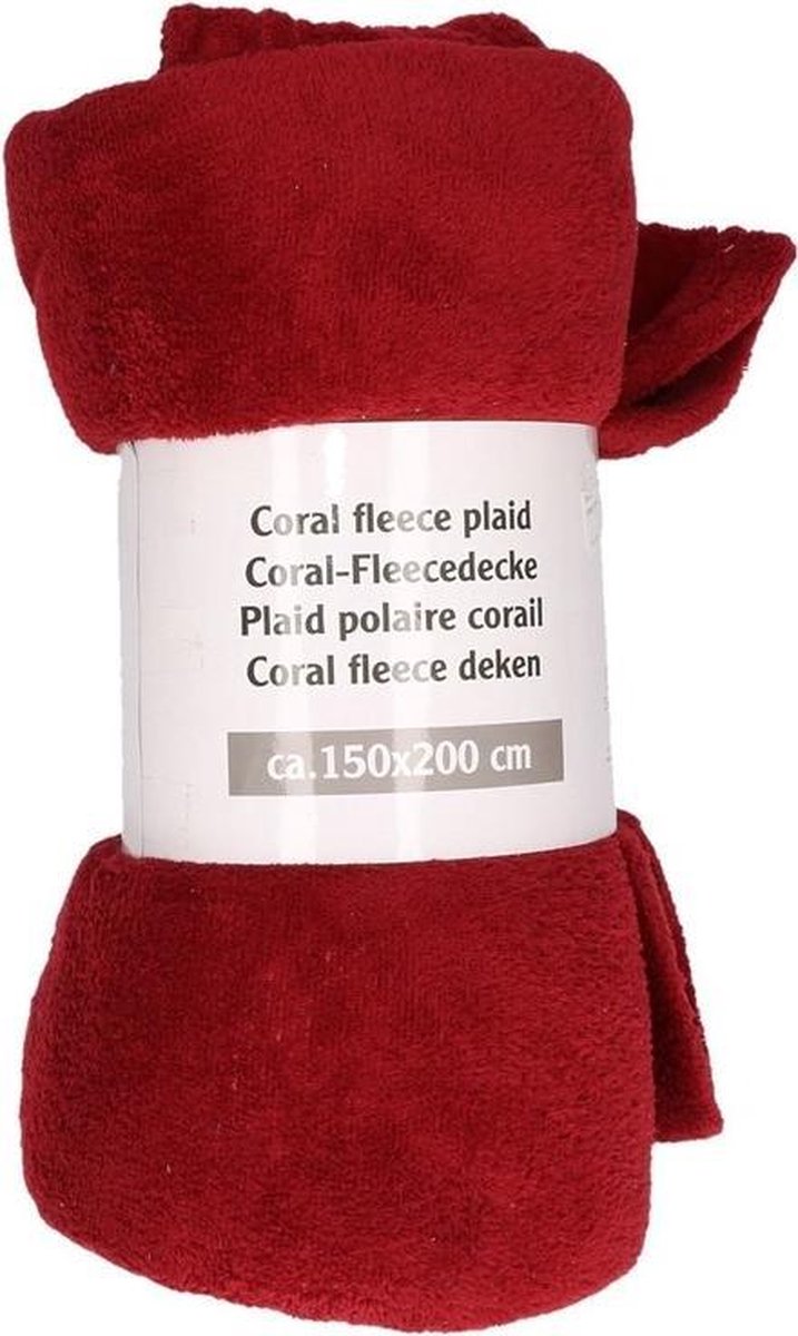 1x Bordeaux rode fleece deken - 150 x 200 cm - plaid | bol.com