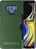 Donker Groen Tough Armor Kaarthouder Stand Hoesje voor Samsung Note 9