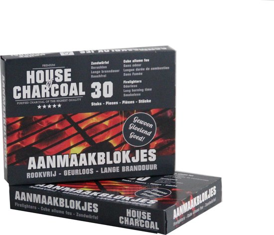 House of Charcoal Witte Aanmaakblokjes 30 aanmaak cubes - 12 stuks ‘a 30 cubes