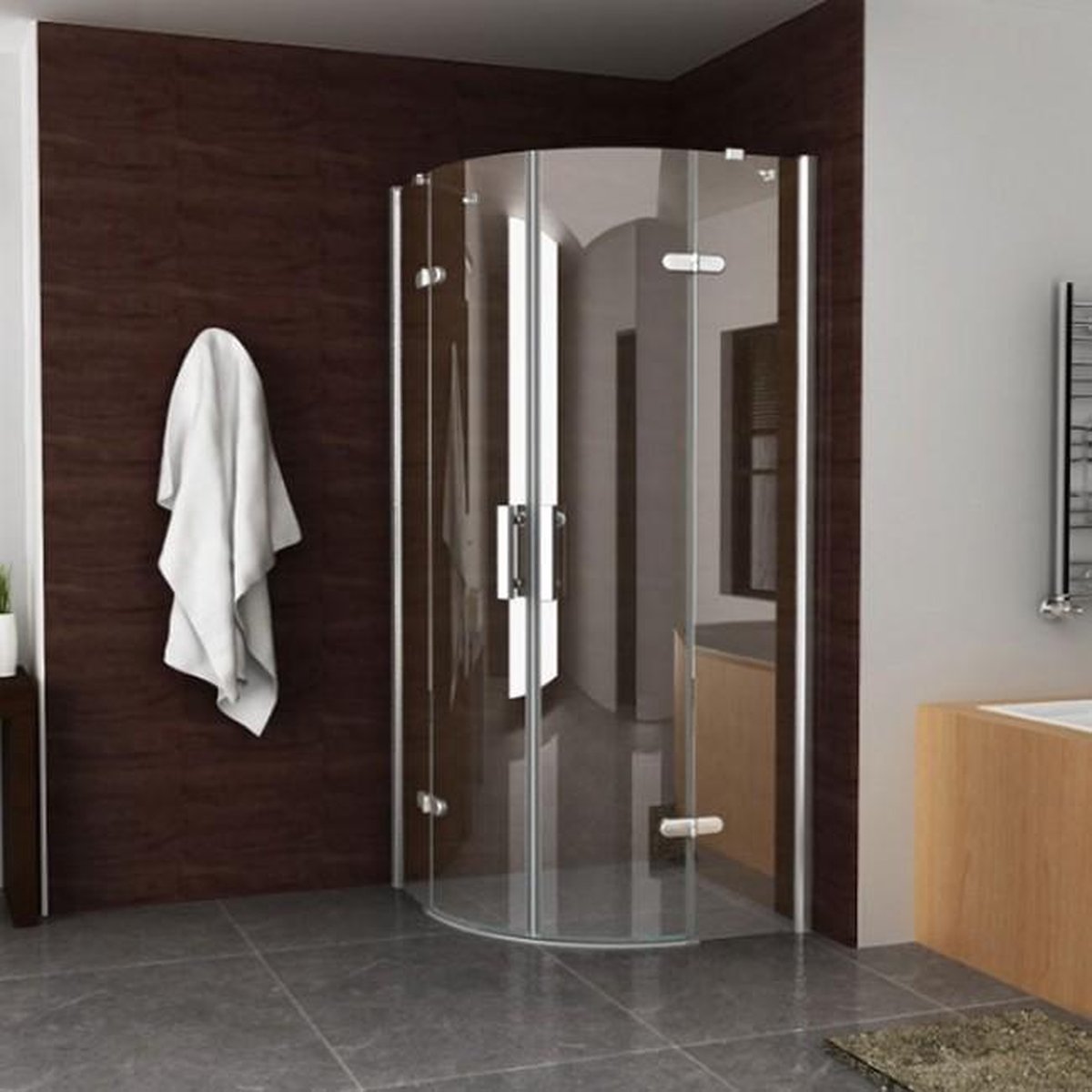 Douchecabine Kwartrond Draaideur 90x90x200cm Antikalk Helder