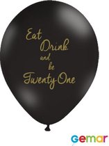 Ballonnen Eat drink and be 21 Zwart met opdruk Goud (helium)