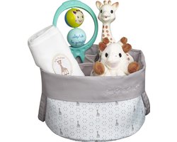 Panier de naissance Sophie la girafe avec jouet de dentition hochet câlin et emmaillotage