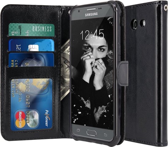 Samsung Galaxy J3 2017 - Book PU lederen Portemonnee hoesje Book case zwart