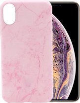 Marmer Hoesje geschikt voor Apple iPhone Xs / X Siliconen TPU Soft Gel Case van iCall - Roze