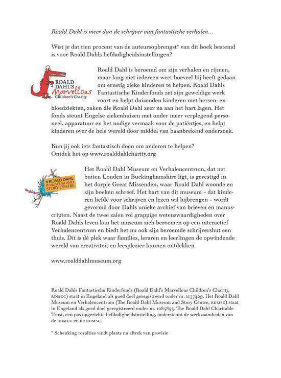 Tekst over Roald Dahl, zijn liefdadigheidswerk en het Roald Dahl Museum. Met logo's.