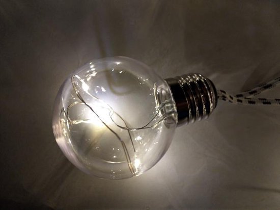 LED gloeilamp op batterij - 3,5 meter lang - 10 LED lampen wit - zwart/wit  kabel | bol.com