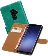 Mobieletelefoonhoesje - Zakelijke PU leder booktype hoesje voor Samsung Galaxy S9+ groen