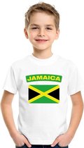 T-shirt met Jamaicaanse vlag wit kinderen L (146-152)