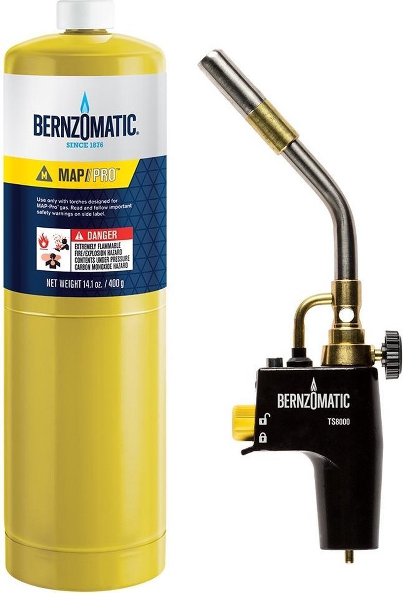 Bernzomatic Premium TS8000 gasbrander Harris SET voor sous vide hardsolderen en krimpen met 1 PRO MAX wegwerpcilinder Kamado Green Egg aansteker