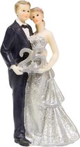 Bruidspaar trouwfiguurtjes van kunststof zilveren huwelijk jubileum 25 jaar - 11 cm