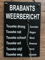 Zinken tekstbord Brabants weerbericht - antraciet - 20x30 cm. - weerstation - tuin