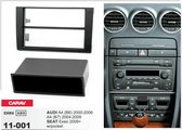 1-DIN AUDI A4 (B6) 2000-2006, A4 (B7) 2004-2009 / SEAT Exeo 2009-2013 w/pocket afdeklijst / installatiekit Audiovolt 11-001