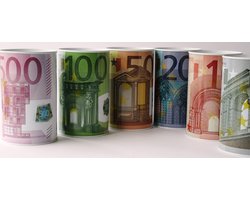 Spaarpot van Blik – Geldblik – Eurobiljetten – Set van 6 stuks