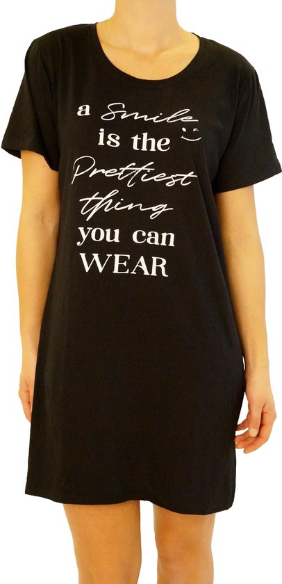 Gino Santi Bigshirt, Slaap t-shirt met print A Smile is the Prettiest Thing  you can Wear. | bol.com