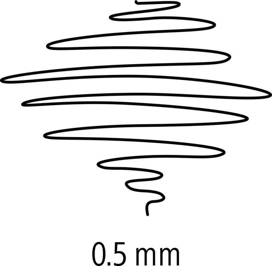 Ligne épaisse et ondulée dessinée avec un stylo noir, avec le texte '0.5 mm' en dessous.