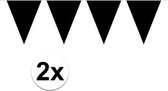 2x Mini vlaggenlijn / slinger - zwart -  300 cm
