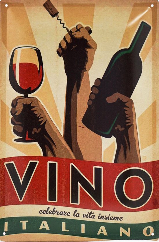 Wandbord - Vino Italiano - 20x30 cm