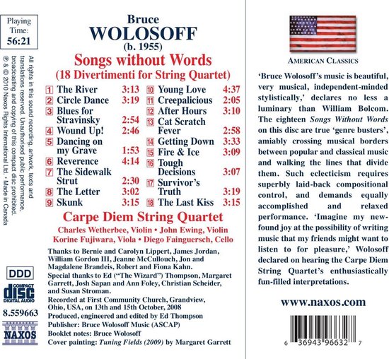 Bol Com Carpe Diem String Quartet Wolosoff Songs Without Words Carpe Diem String Quartet