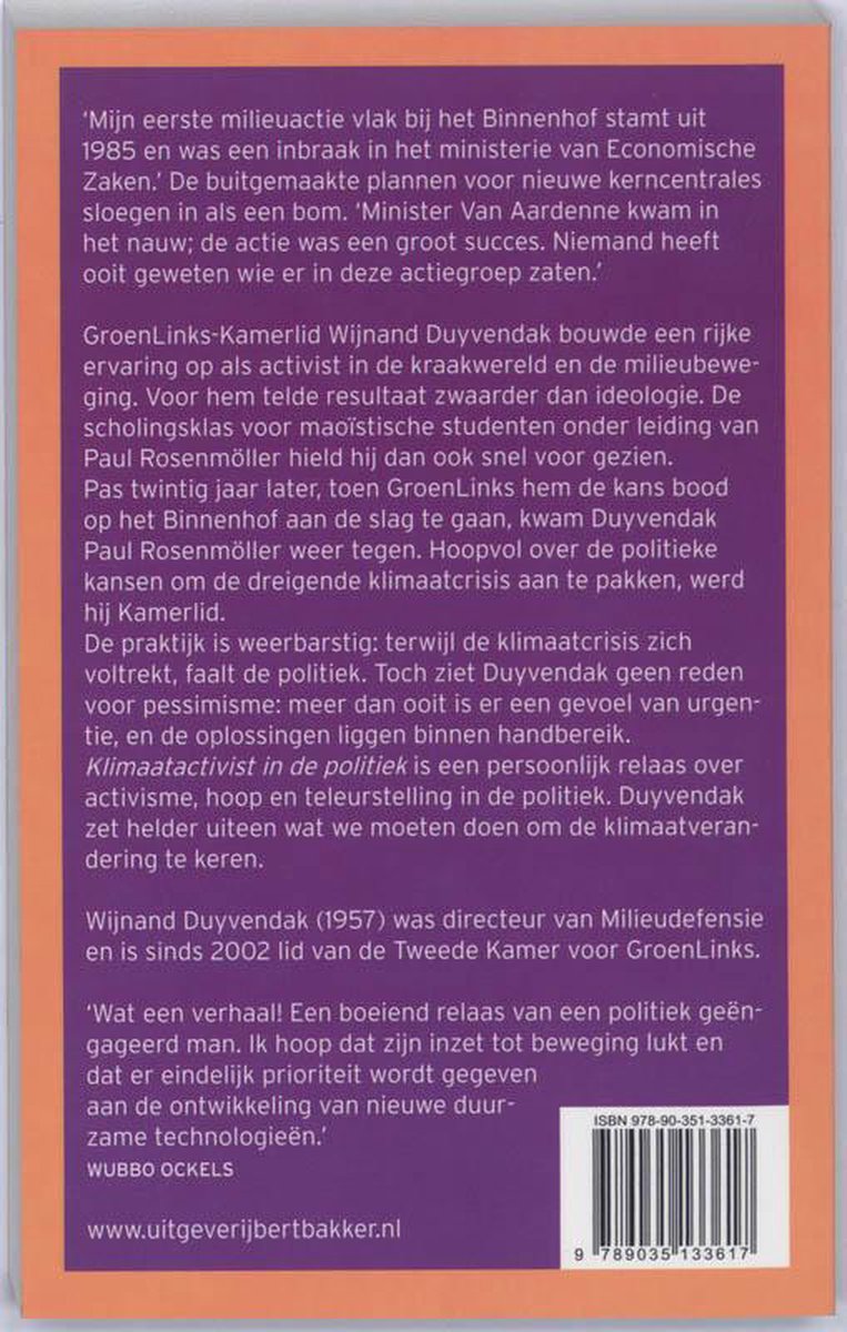 Klimaatactivist In De Politiek - back cover