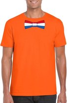 Oranje t-shirt met Hollandse vlag strikje heren -  Oranje Koningsdag/ Holland supporter kleding XL