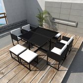 Tuinset zwart poly rattan 21-delig  (incl. Fleecedeken)