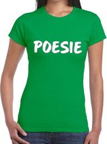 Poesie tekst t-shirt groen voor dames XS
