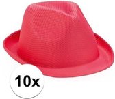 10x Roze trilby hoedjes voor volwassenen