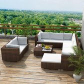Loungeset poly rattan bruin 32-delig  (incl. Fleecedeken)
