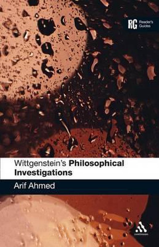 Boek "Wittgenstein's Philosophical Investigations" van Arif Ahmed, met een abstracte cover van waterdruppels op glas.