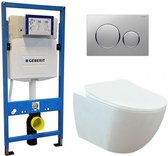 Geberit UP 320 Toiletset - Inbouw WC Hangtoilet Wandcloset - Creavit Mat Wit Geberit Sigma-20 Mat/Glans Chroom