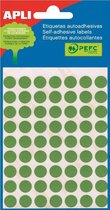 68x Apli ronde etiketten in etui diameter 10mm, groen, 315 stuks, 63 per blad (2054)