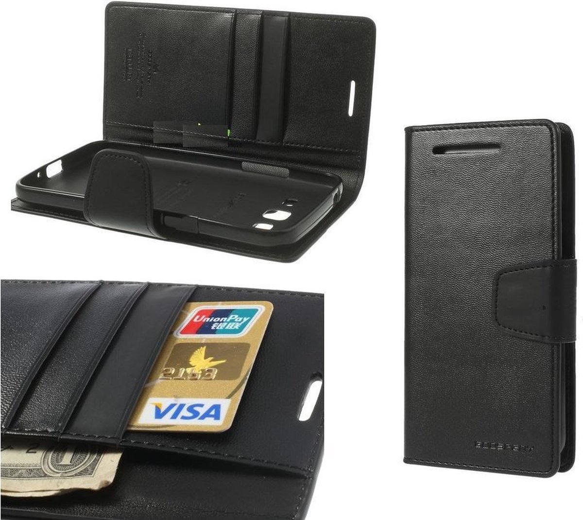 Goospery Sonata Leather case hoesje Motorola G2 zwart