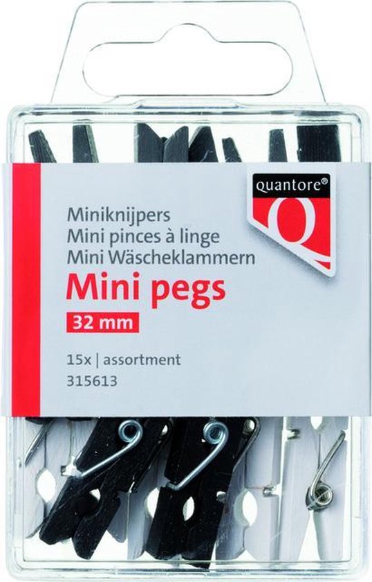 Miniknijper Quantore blister 34mm assorti - 15 stuks